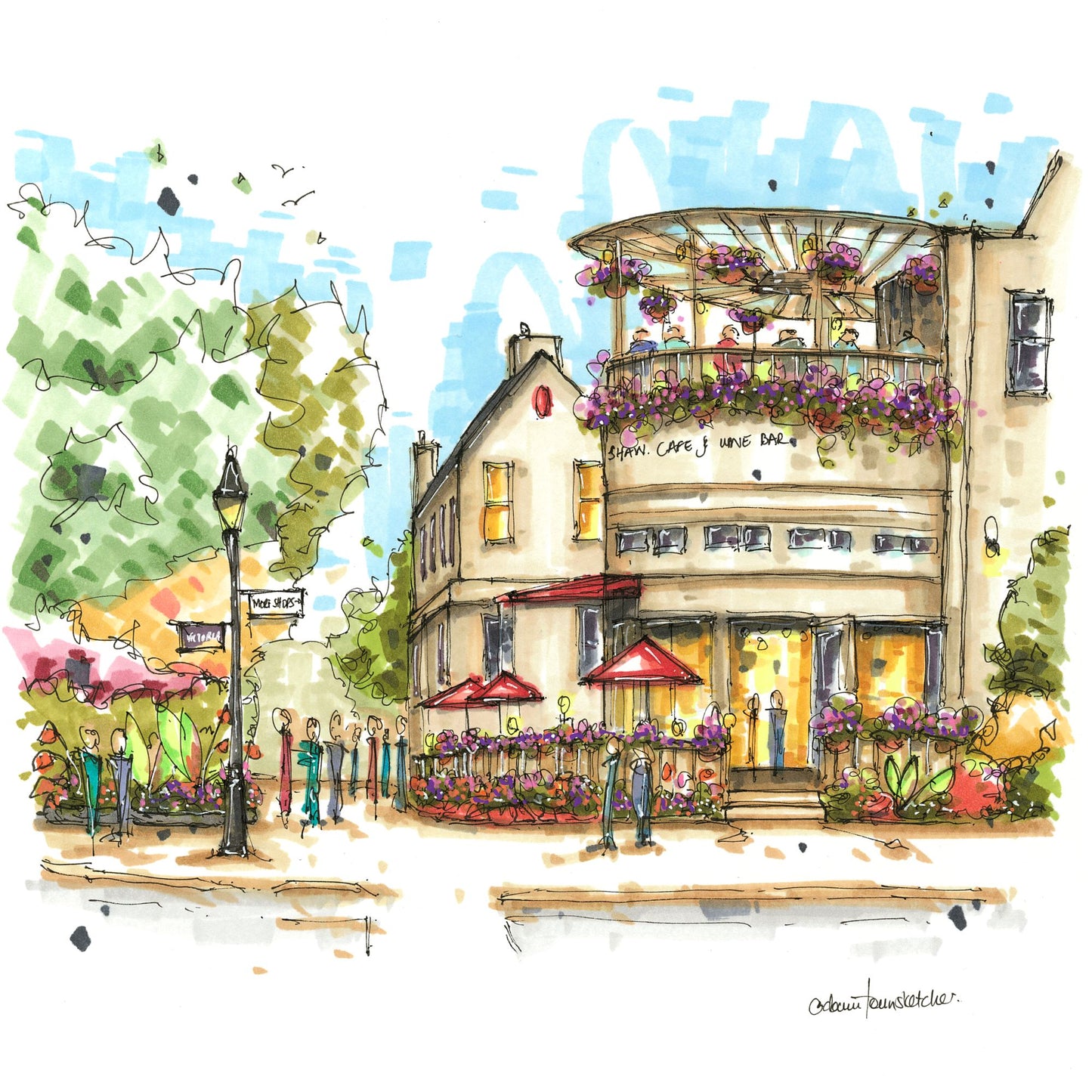 Shaw Cafe and Wine Bar street scene, Niagara on the Lake Greeting Card