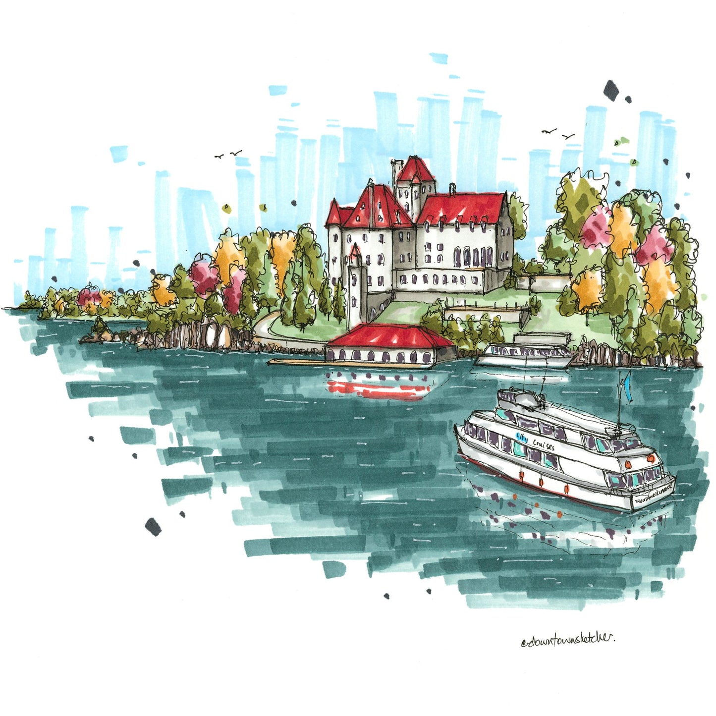 Singer Castle on Dark Island, Thousand Islands -  Greeting Card