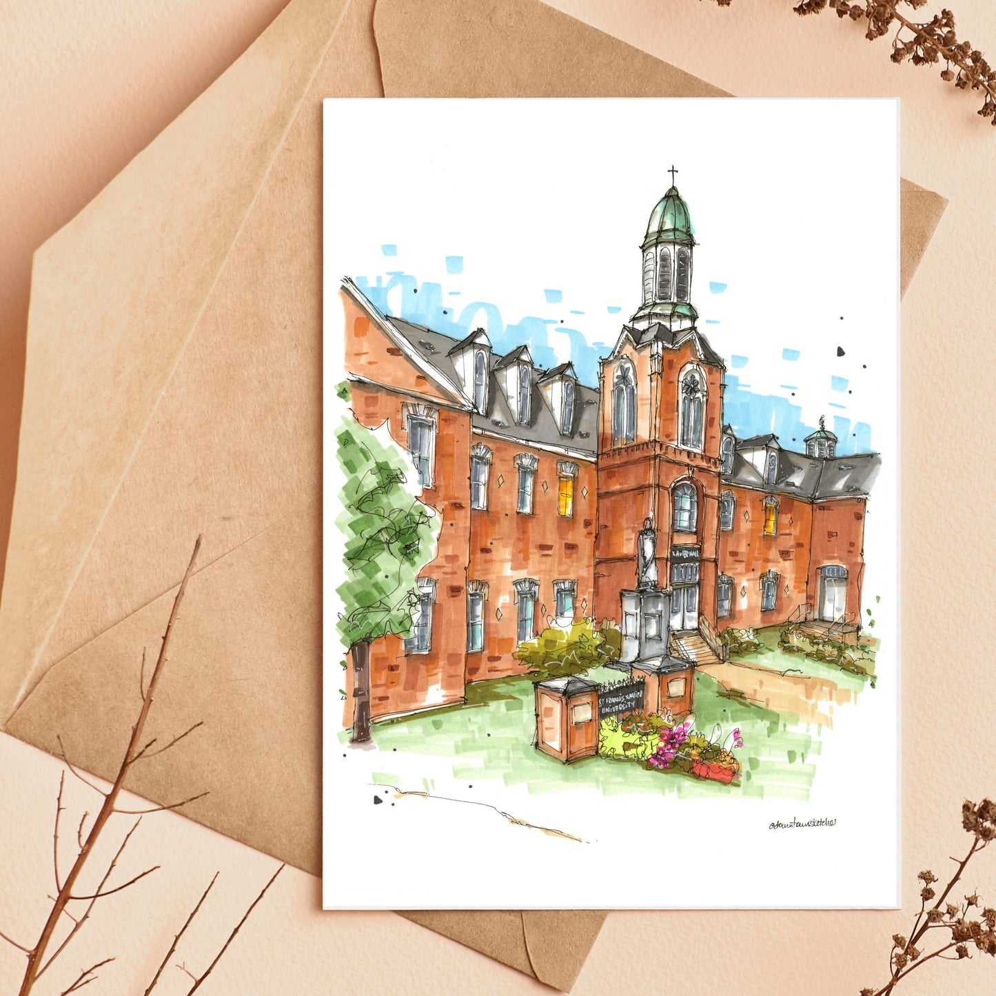 St. Francis Xavier University, Antigonish Greeting Card - Downtown Sketcher