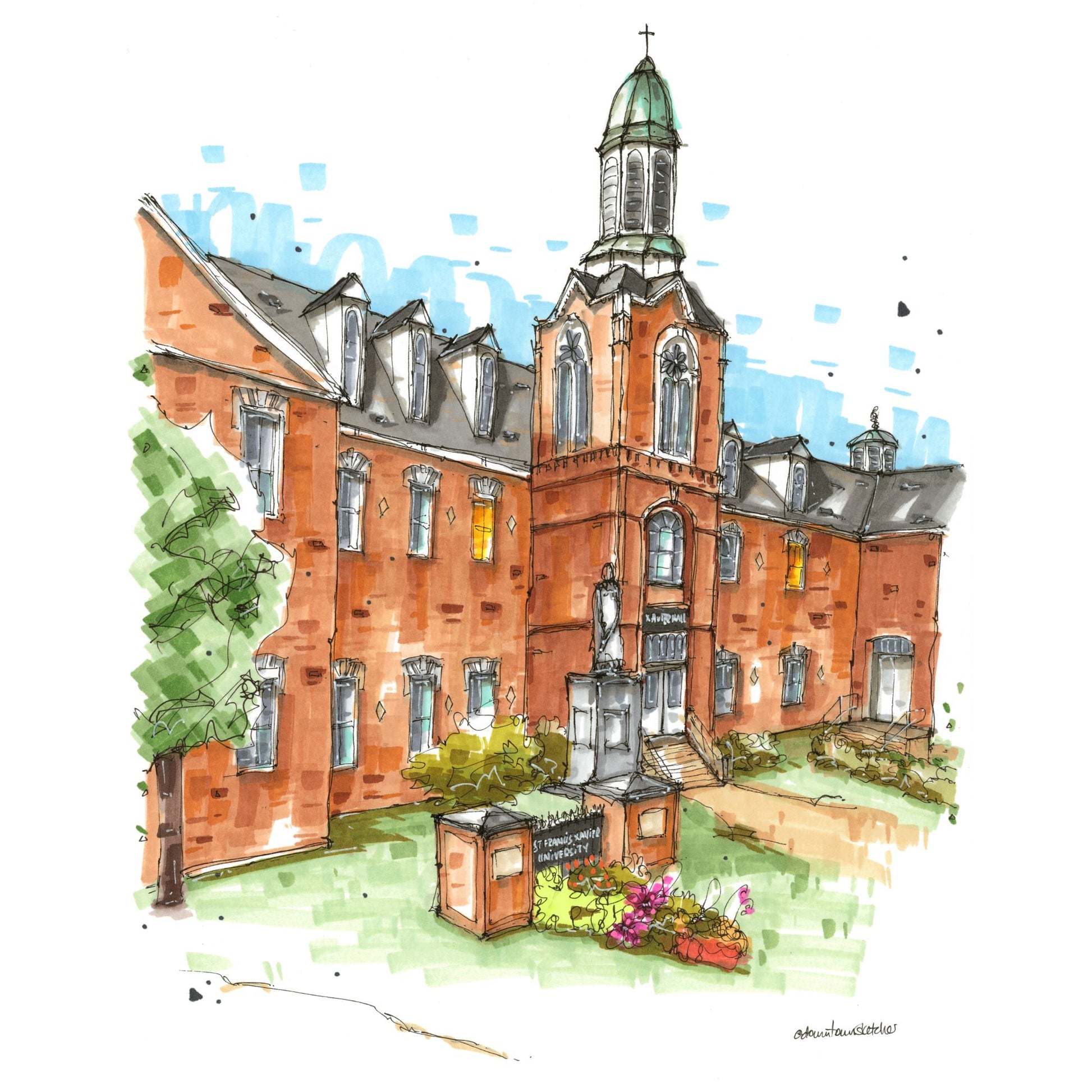 St. Francis Xavier University, Antigonish Greeting Card - Downtown Sketcher