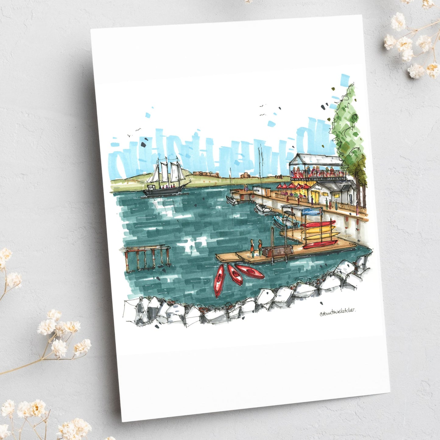 Tall Ship Silva & Harbour Watercraft at Halifax Waterfront, Greeting Card