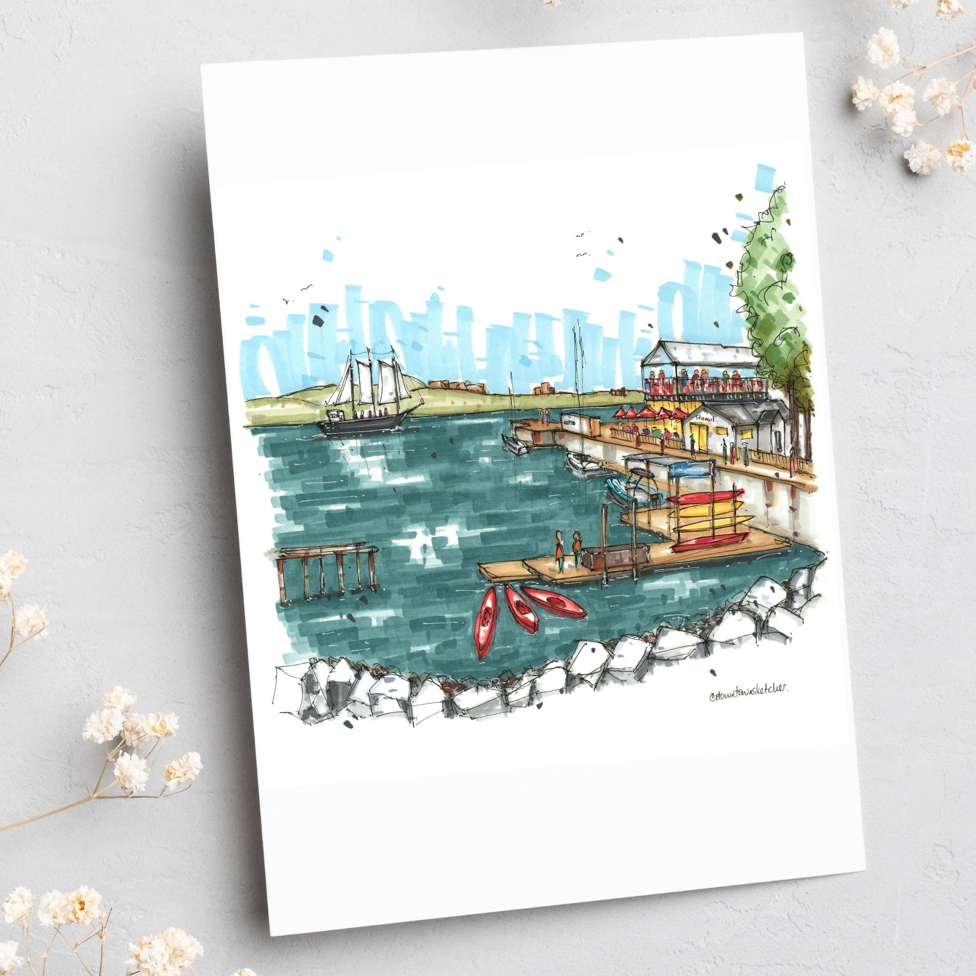 Tall Ship Silva & Harbour Watercraft at Halifax Waterfront, Greeting Card