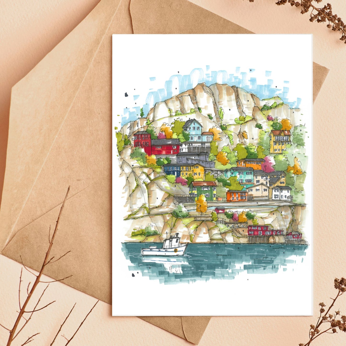 The Battery, St John's, Newfoundland Greeting Card - Downtown Sketcher