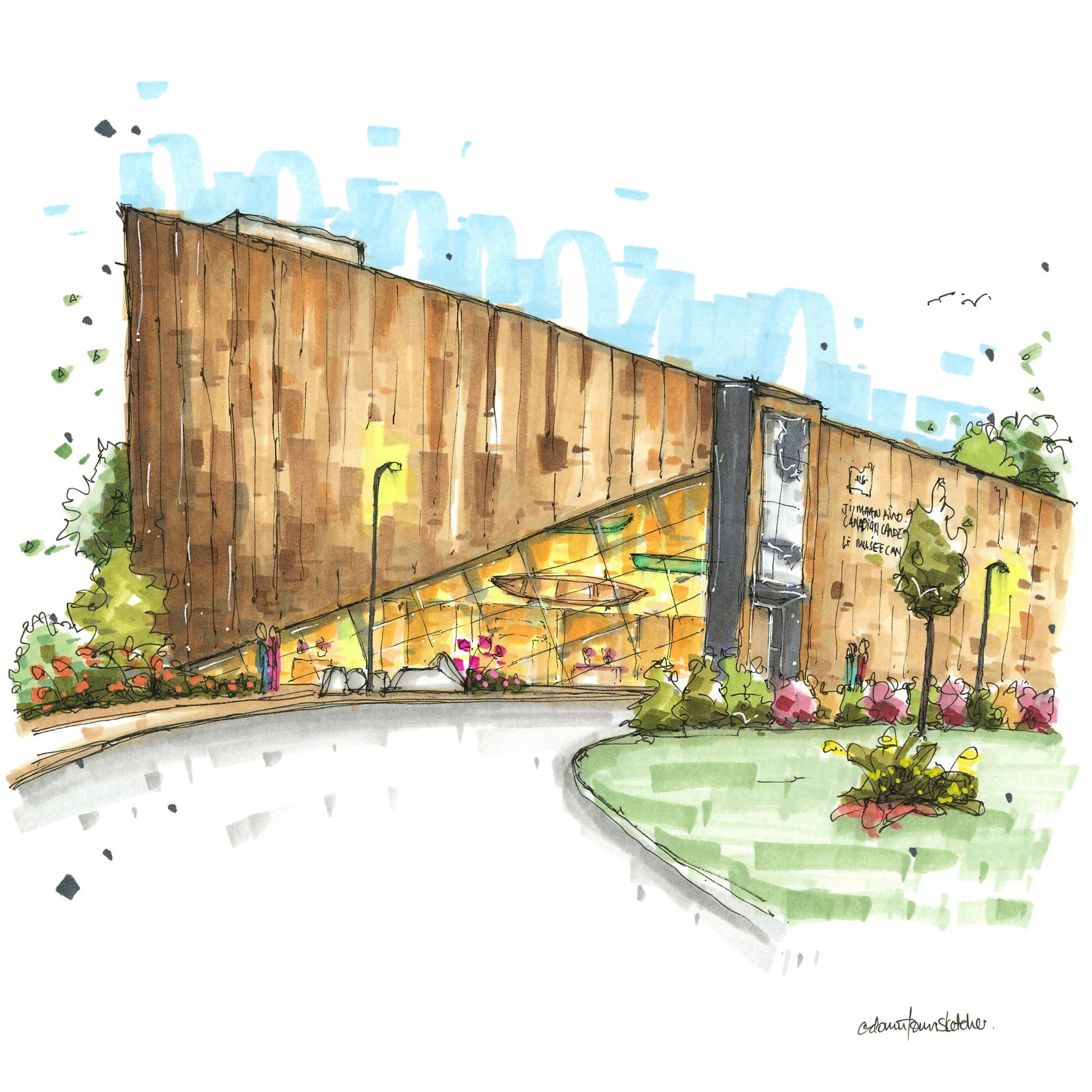 The Canadian Canoe Museum, Peterborough, Ontario - Greeting Card - Downtown Sketcher