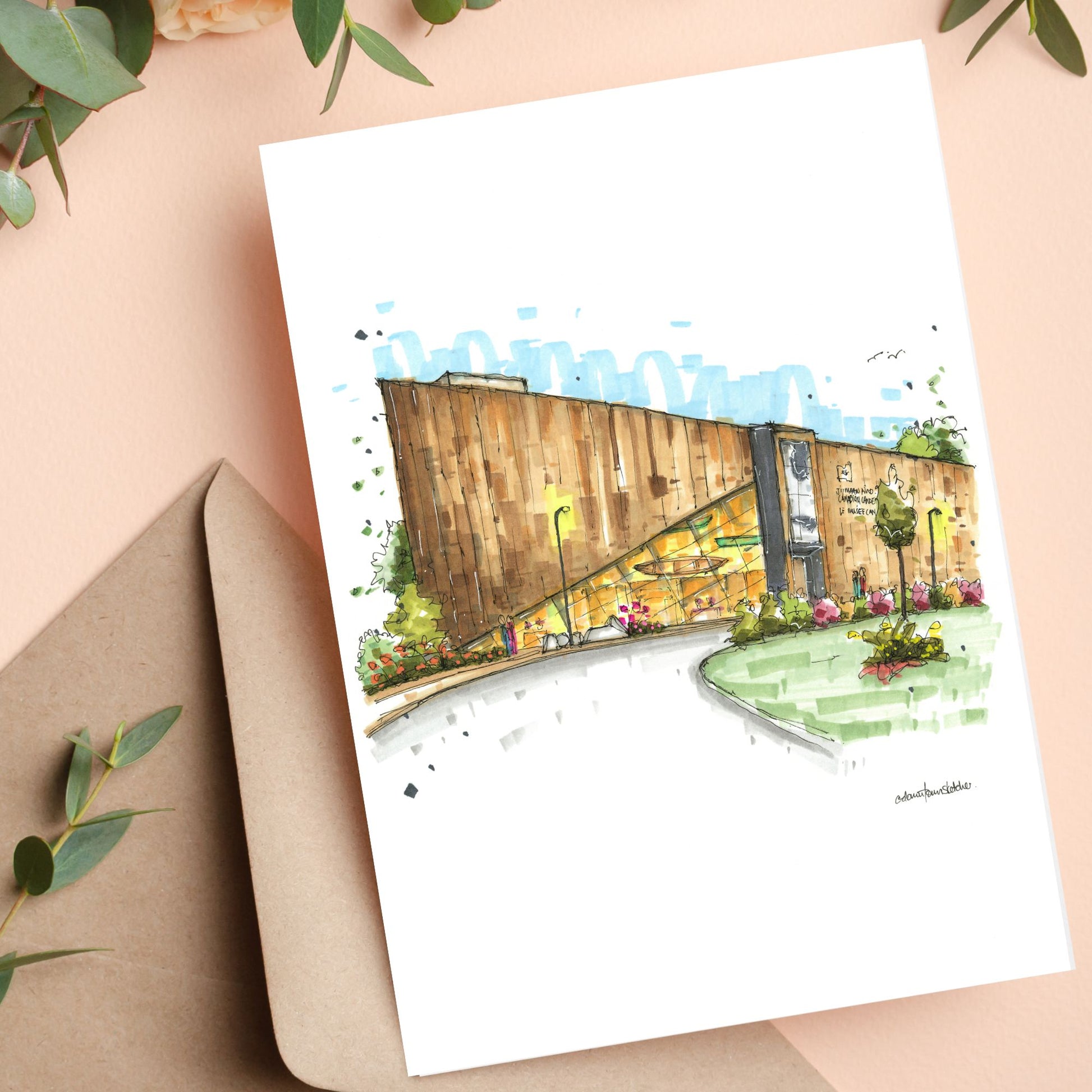 The Canadian Canoe Museum, Peterborough, Ontario - Greeting Card - Downtown Sketcher