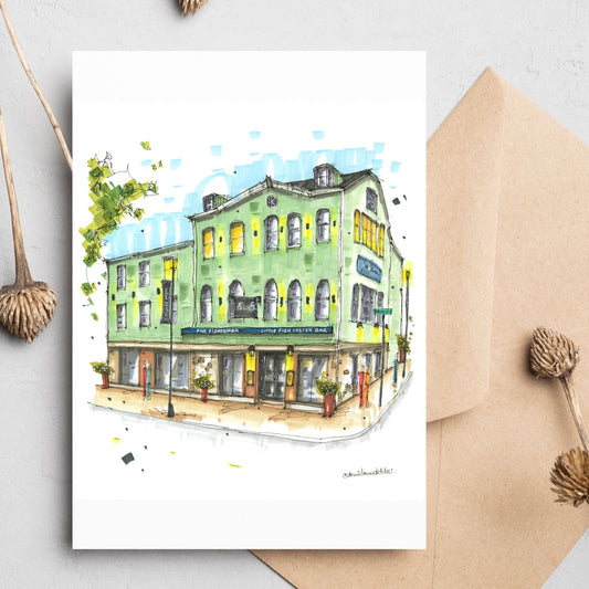 The Five Fishermen, Halifax, Greeting Card - Downtown Sketcher
