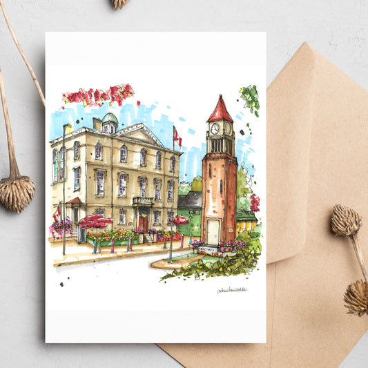 The Memorial Clock Tower and Court House Theatre, Niagara on the Lake, Greeting Card