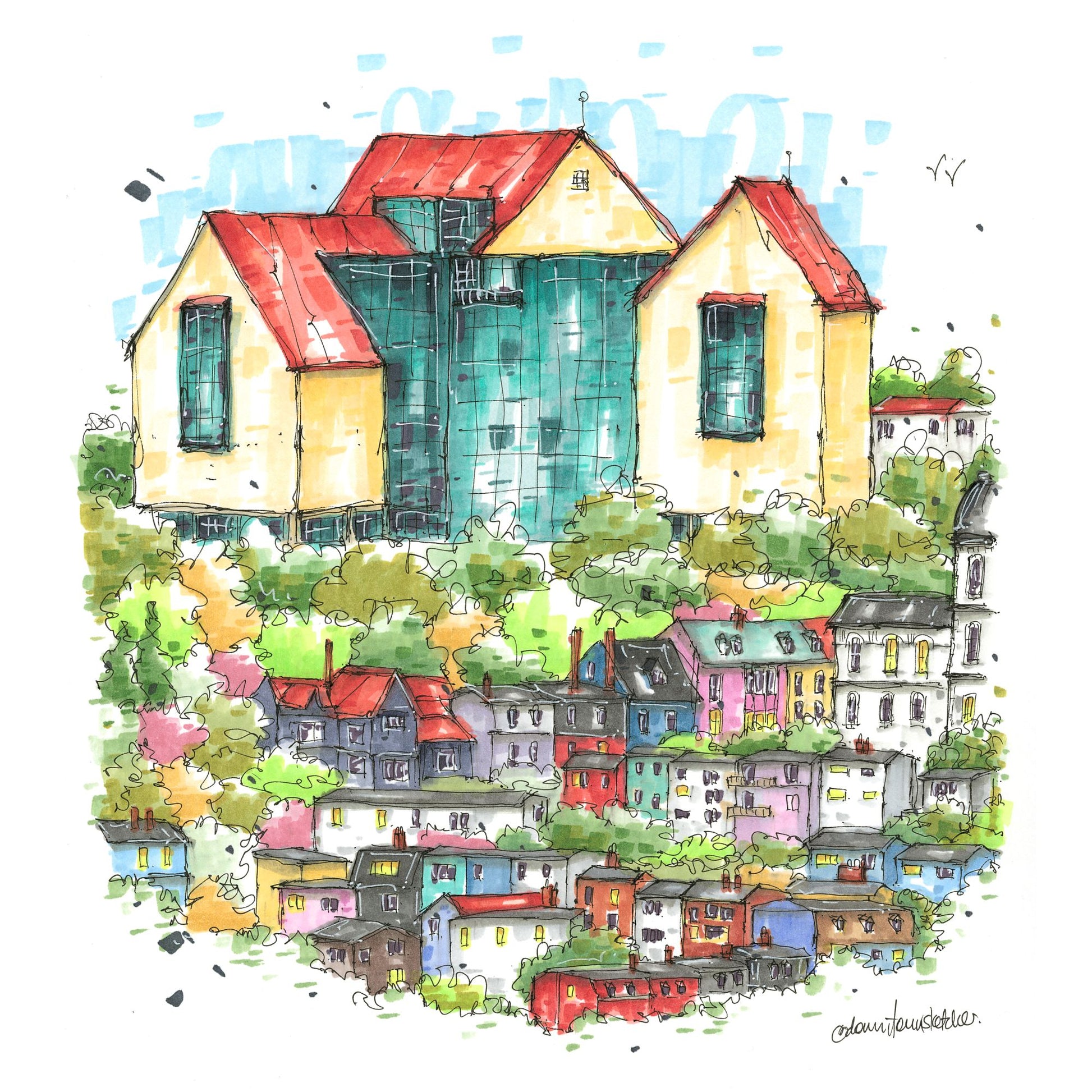 The Rooms, St John's, Newfoundland, Greeting Card - Downtown Sketcher