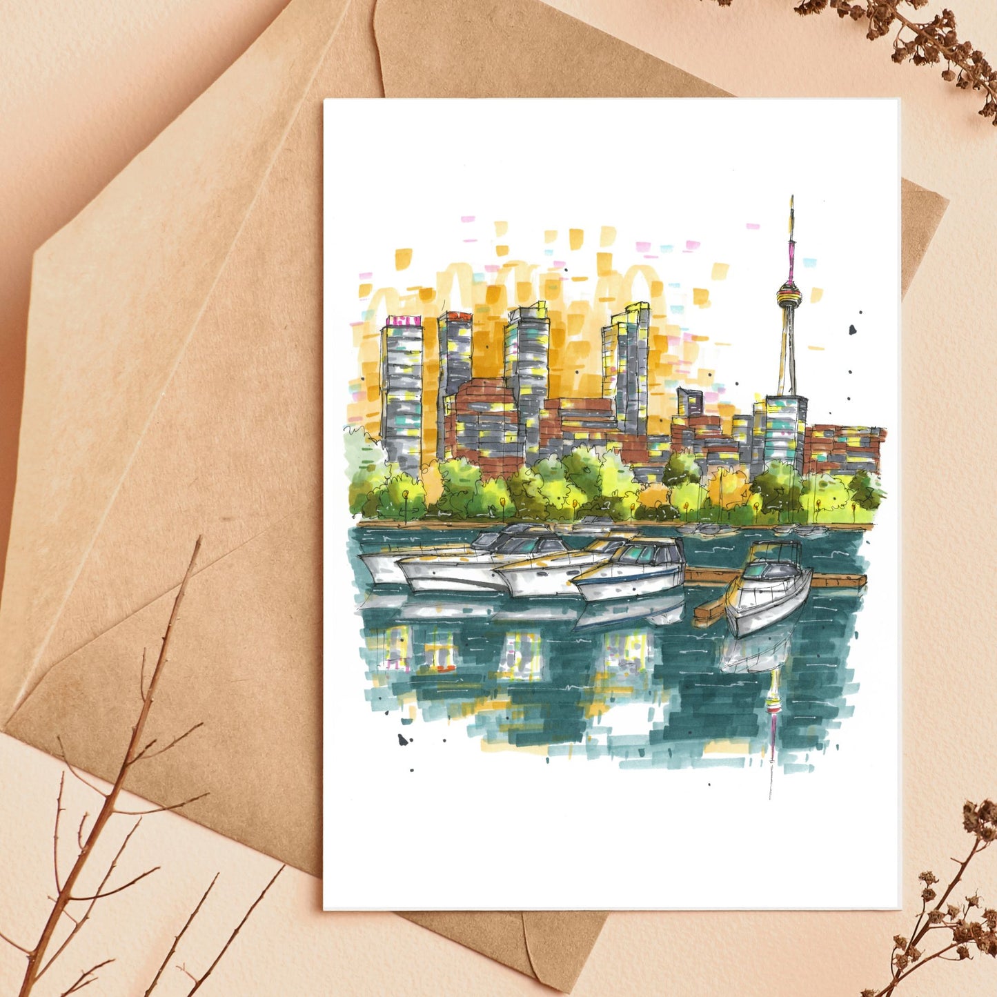 Toronto Waterfront, Greeting Card - Downtown Sketcher