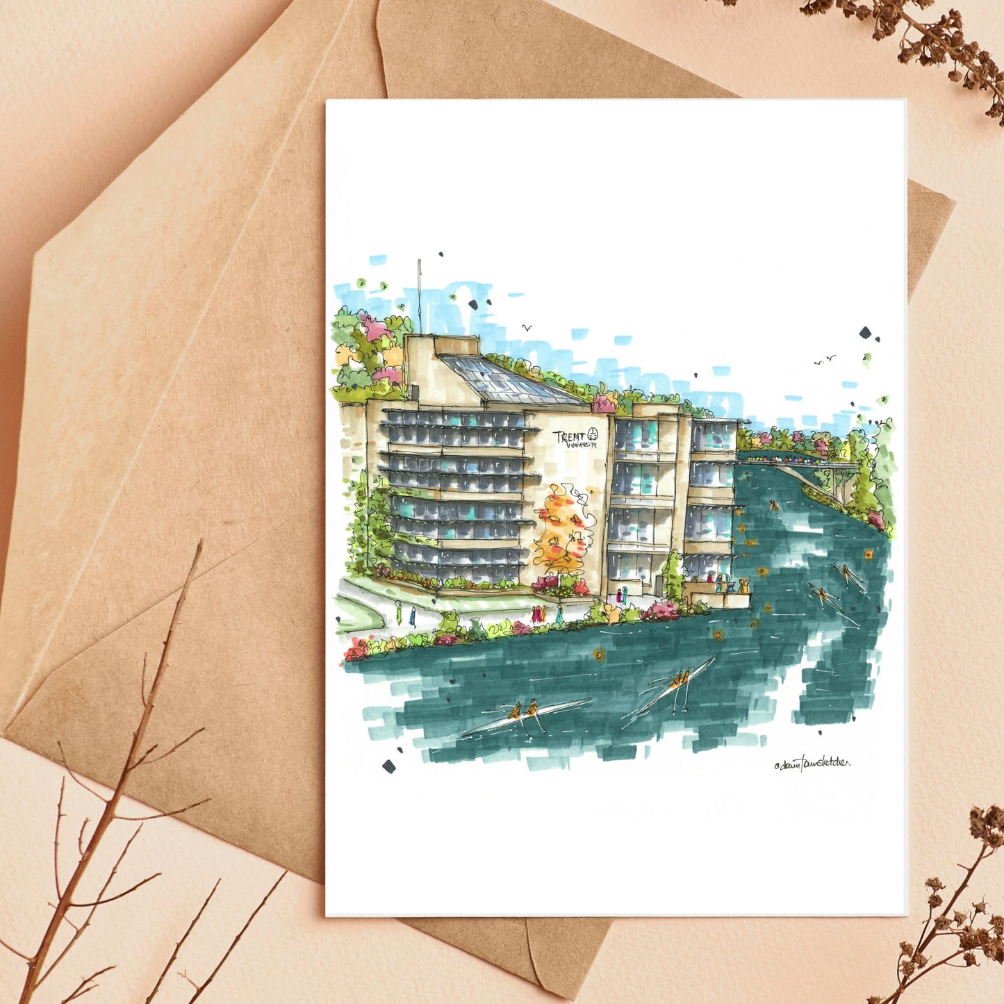 Trent University, Peterborough, Ontario - Greeting Card - Downtown Sketcher