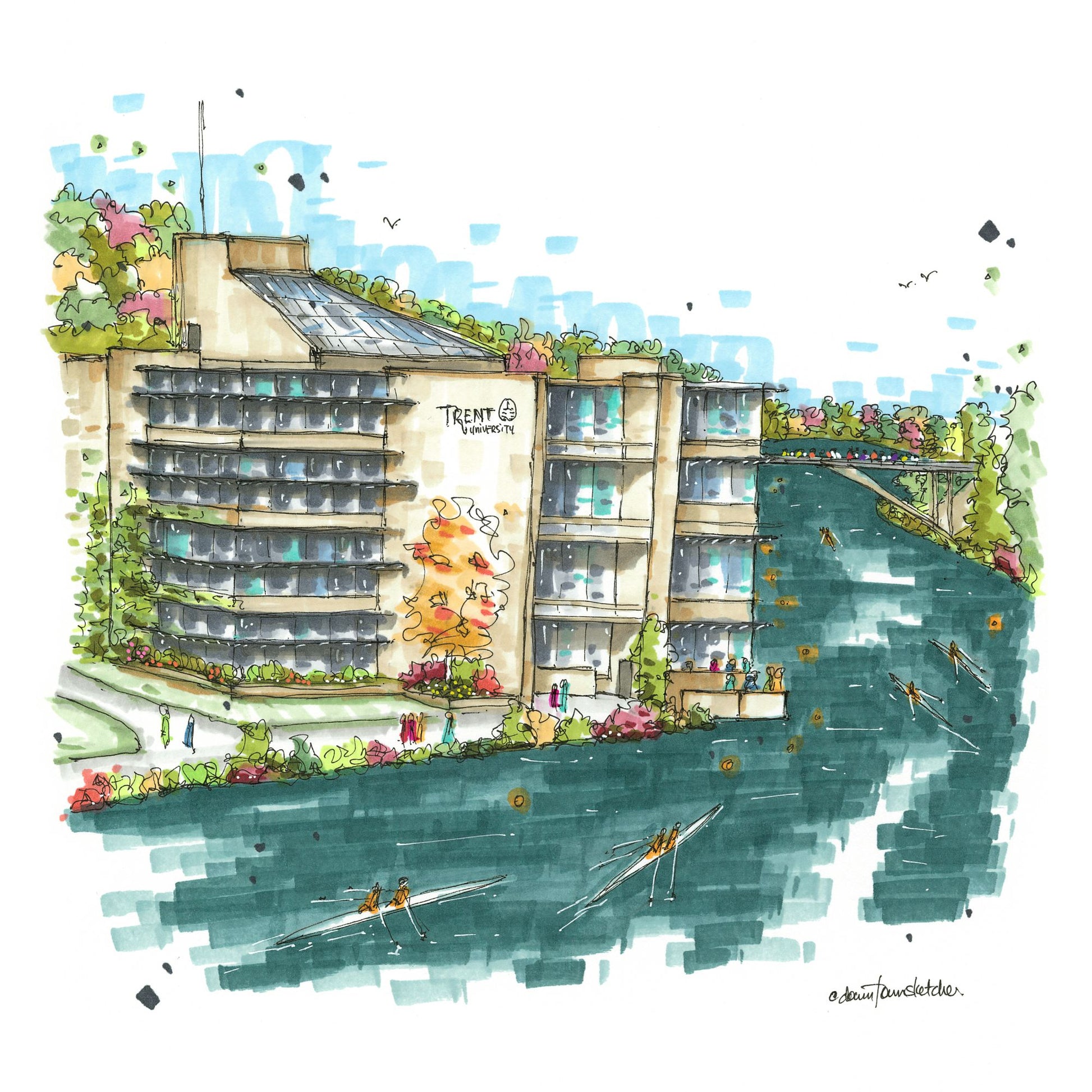 Trent University, Peterborough, Ontario - Greeting Card - Downtown Sketcher