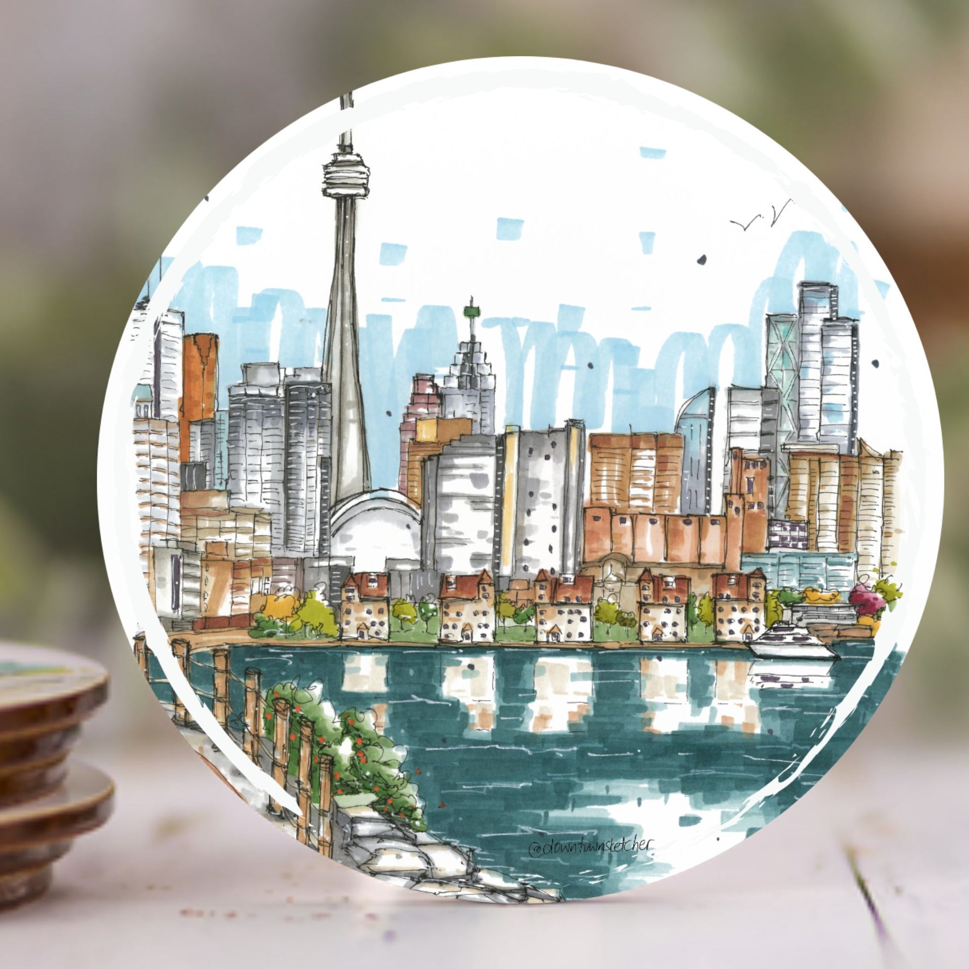 Trillium Park view of Toronto skyline - Downtown Coasters by Downtown Sketcher