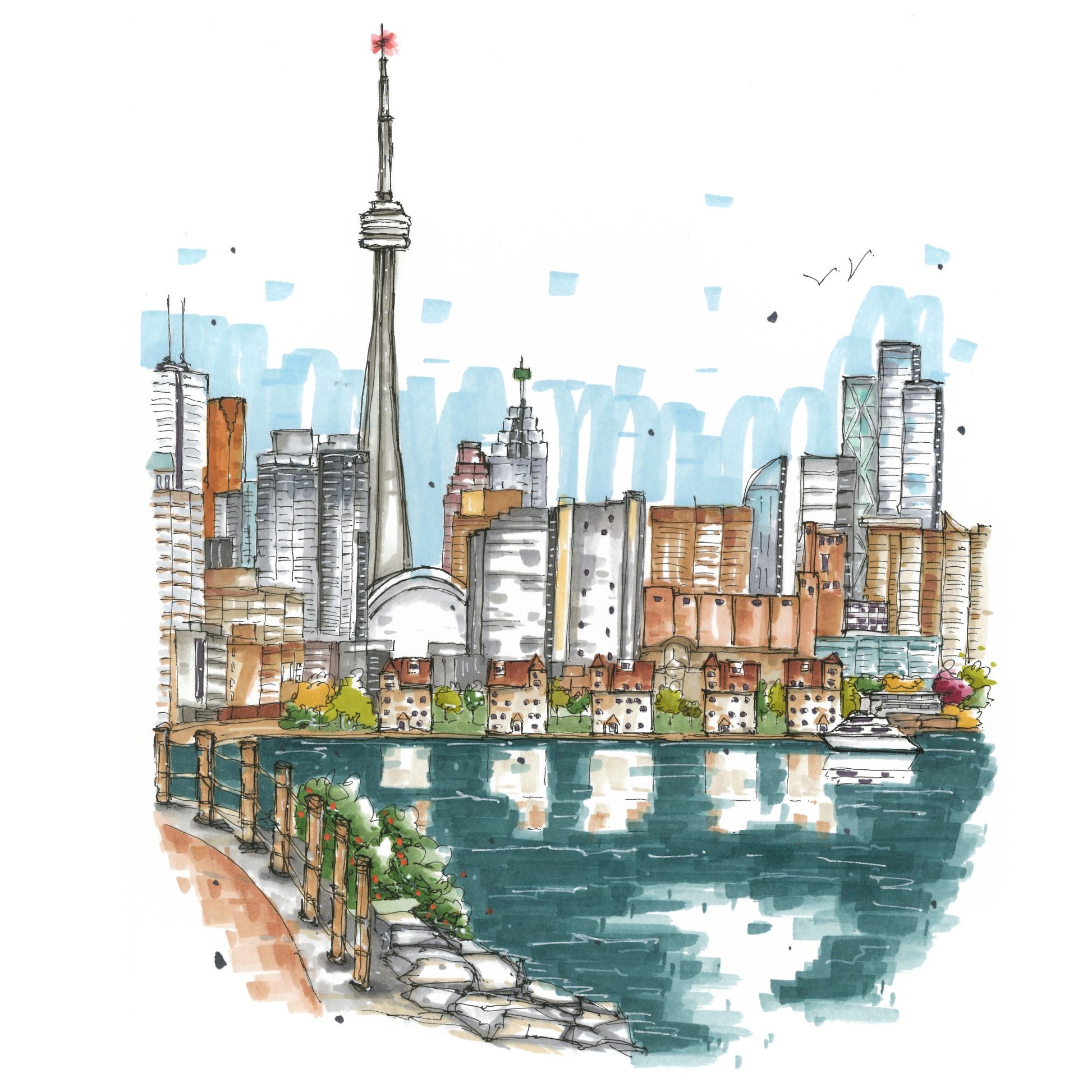 Trillium Park view of Toronto skyline - Downtown Sketcher