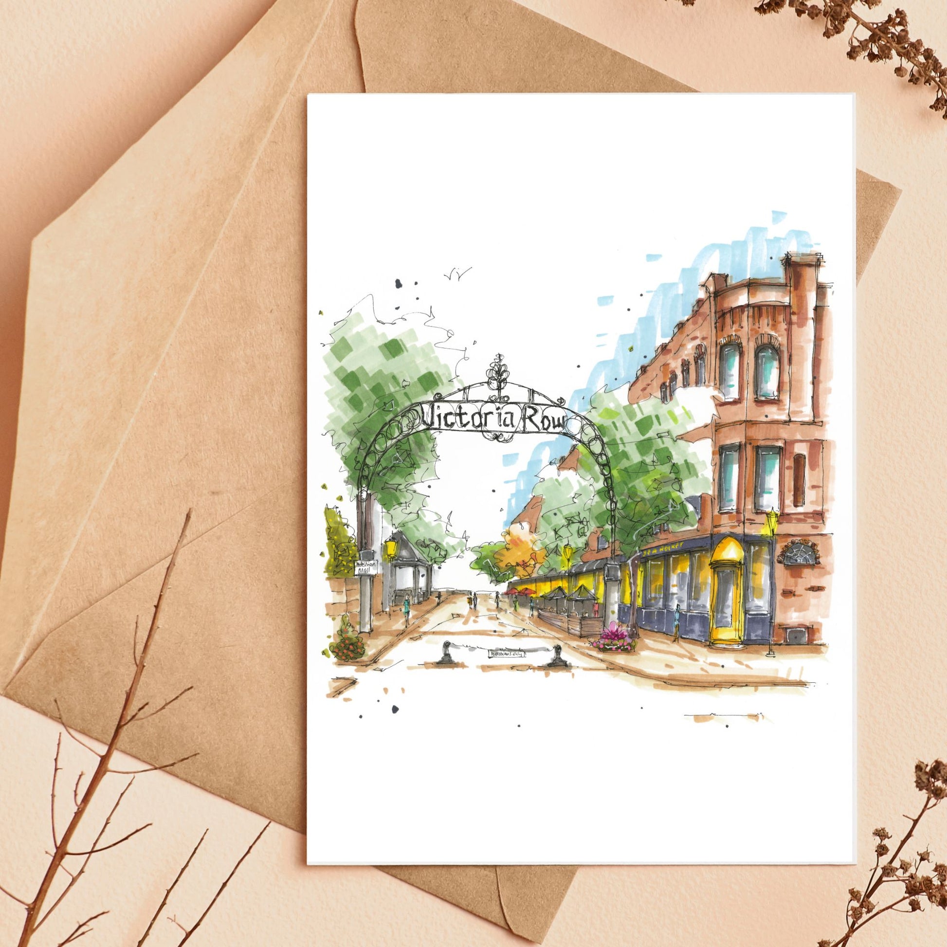 Victoria Row, Charlottetown, Prince Edward Island Greeting Card - Downtown Sketcher