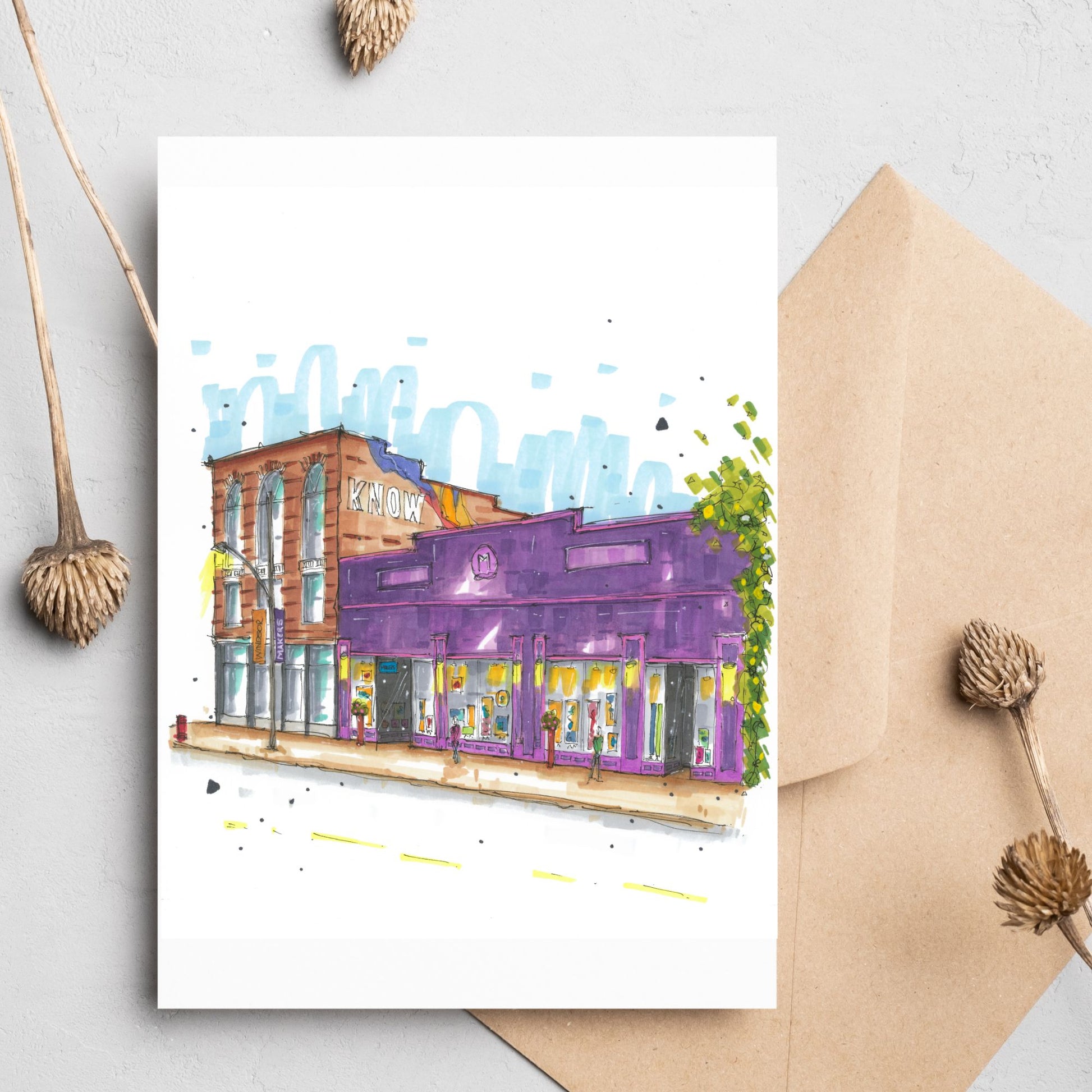 Windsor Makers Studio and Art Market street scene - Downtown Sketcher