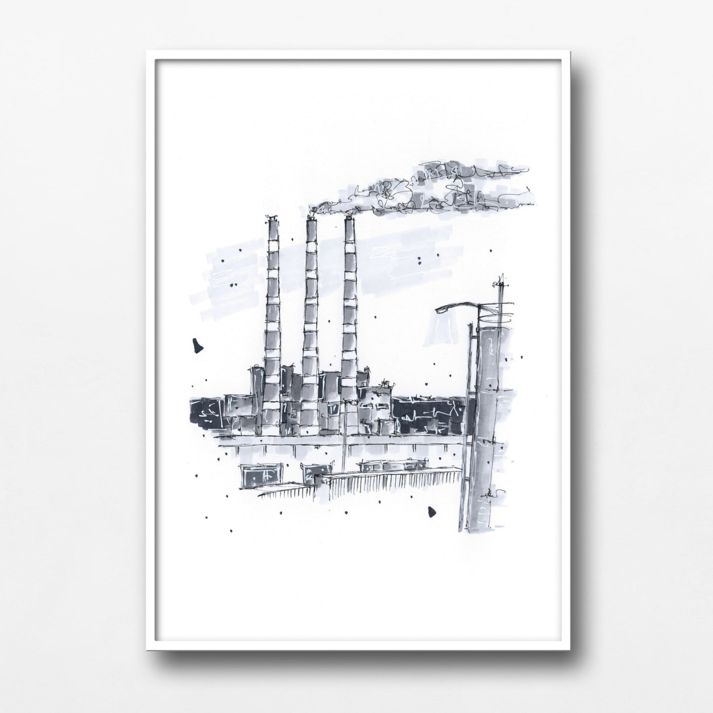 DTS0031 - Tufts Cove Generating Station Halifax Nova Scotia Sketch, Art Print - Artwork Print Sketch 2 - Downtown Sketcher